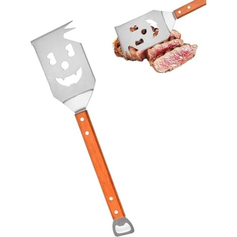 Set d'Outils De Barbecue 2 Pcs, Spatule 42 cm + Fourche 33 cm, INOX Multifonctionnelle avec Ouvre-Bouteille, Idéal pour Maison, Camping, Pique-Nique (Spatule de Barbecue) (1/4)