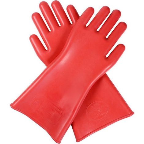 1 par de guantes de aislamiento eléctrico profesionales de 40 cm, color rojo, de goma de alto voltaje de 12 kV, guantes de seguridad para electricistas, accesorio (1/5)