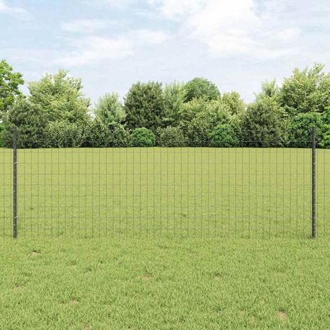 Zaun mit Pfosten Grau 0,8 x 10 m Stahl und PVC