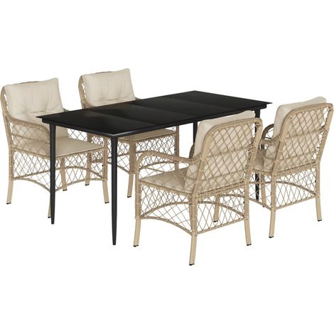 Maison Exclusive - Set da Pranzo da Giardino 5 pz con Cuscini Beige in Polyrattan (1/5)