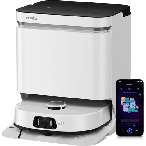 Aspirateur Robot,Robot Aspirateur Laveur 16200 Pa,Nettoyage des Bords,Brosse Anti Enchevêtrement,Lavage de Serpillière à l'eau Chaude 75℃,Base autonettoyante (1/5)