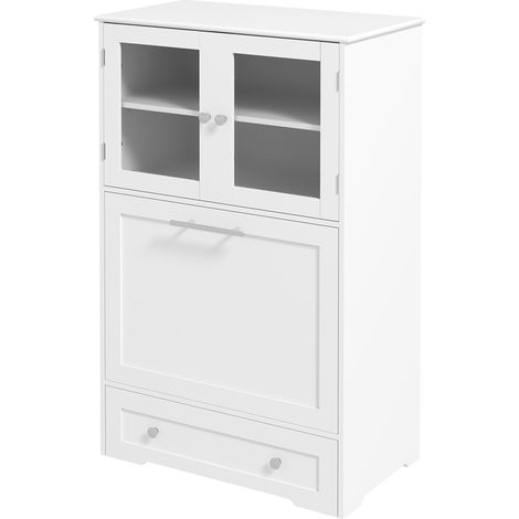 Dog Feeding Station with 2 Storage Cabinets, 2 Elevated Bowls, Side Hooks, Anti-tip Kit for Water Feeding Supplies (1/5)