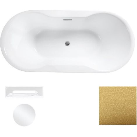 Baignoire îlot dorée Glam avec bonde blanc NAVIA 150x80 (1/2)