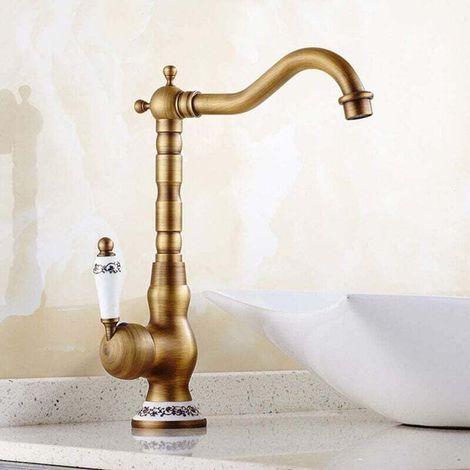 Retro Single Handle Basin Faucet Bathroom Sink Faucet,Ceramic Handle Bathroom Sink Faucet Kitchen Sink Faucet MUMU (1/4)
