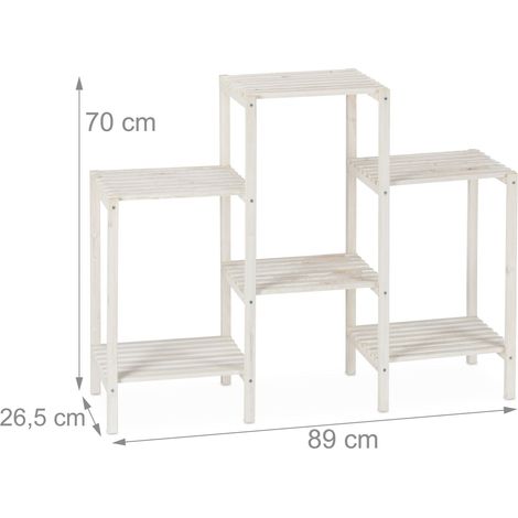 Scaffale per fiori in legno di abete 70 x 89 x 26,5 cm design moderno 6 livelli legno bianco 130006437