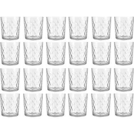 Lots de 24 gobelets en verres 26,5 cl  Verres à eau martelés  Tous usages - Livraison gratuite