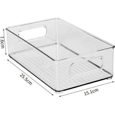 1 Boîte de rangement, Plastique transparent, Rectangle, Eco-friendly, Réfrigérateur cuisine bureau (1/5)