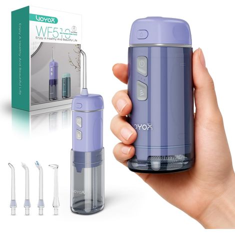 Hydropulseur Jet Dentaire Électrique Portable WF510, Violet Hydropulseurs et Irrigateurs Mini Sans Fil, IPX7 Étanche et 3 Modes, Irrigateur Oral pour Voyage et Domestique (1/5)