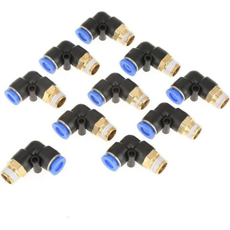 Confezione da 10 raccordi pneumatici a innesto rapido – Connettori con filettatura G1/4 da 8 mm – Resistenti ad alta pressione – Girevoli a 360° per la massima flessibilità