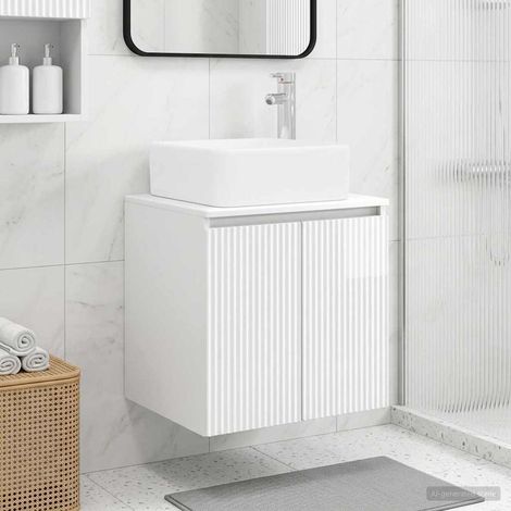 vidaXL Mobile Lavabo da Parete Bianco Lucido 53 x 35 x 63 cm