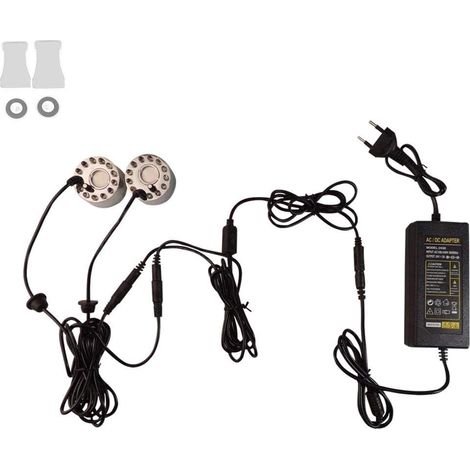 Crediri Netzteil + 2 Vernebler für Aquarium, Teich, Nebelmaschine, Luftbefeuchter, Dekoration für Brunnen, Teich, Aquarium.
