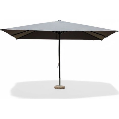 Ombrellone rettangolare in alluminio nero 3x4 m con telo in poliestere grigio e carrucola (1/5)