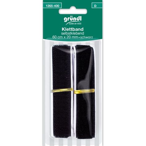 Gründl Klettband selbstklebend schwarz 60 cm x 20 mm Handarbeit