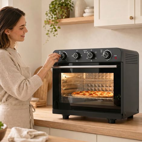 Four Friteuse à Air Chaud 36L 1800 W avec Rôtissoire Acier Noir, design moderne et robuste (1/5)