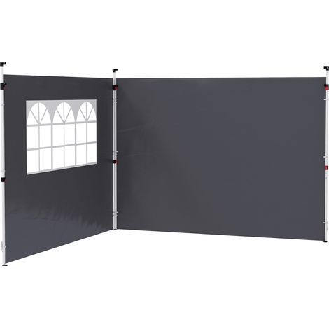 Seitenwände für einen 3x3 m großen Pavillon, 2er-Set, dunkelgrauer Oxford-Stoff mit Fenster