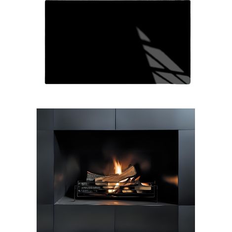 BASE DE CRISTAL PARA CHIMENEA, VIDRIO TEMPLADO NEGRO CABRA, DIMENSIONES 40x30cm (1/5)