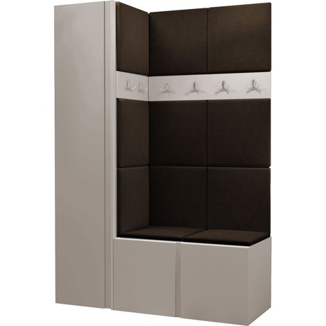 Conjunto para recibidor Pinis IX, Manila 04, 186x124x46cm, Aglomerado laminado, Tapiz, Colocada, Montada en la pared