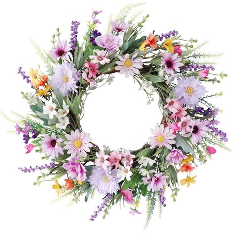Guirlande Printemps Été - Guirlande Fleurs Soie et Feuillage Vert 20 Pouces - Décoration Porte Mur Fenêtre - Usage Intérieur ou Extérieur Abrité - 1 Pièce (1/5)