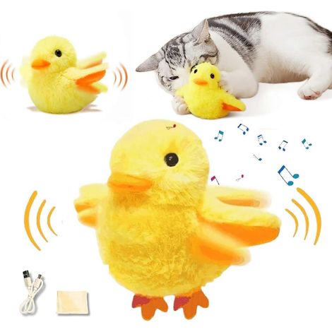 Katzenspielzeug „Flattervogel“ mit lebensechtem Zwitschergeräusch, wiederaufladbares, berührungsaktiviertes interaktives Katzenminze-Spielzeug für Kätzchen
