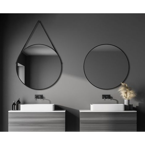 Miroir Mural Rond décoratif Noir Mat Ø 80 cm. 50266 (1/5)