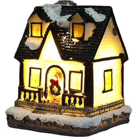 Maison Miniature Lumineuse LED De Paysage Pour Decoration De Noel Avec Boite 1 Ornement Style C-KZQ (1/5)