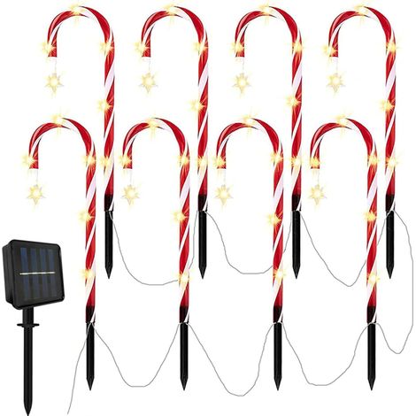 Décorations de Canne de Noël Lumineuse - Lumière à Énergie Solaire 1200mAh (1/5)