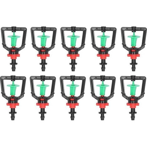 10 set di microugelli rotanti tipo G per ugelli di irrigazione delle piante, ugelli di spruzzatura rifrangenti, ugelli di irrigazione rotanti con telaio quadrato per serre, diametro 6,0 cm (1/4)