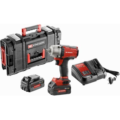 FACOM Akku-Schlagschrauber (1/2), 18 V, incl. 2x Akku 5 Ah, Schnellladegerät, Zubehör, Box