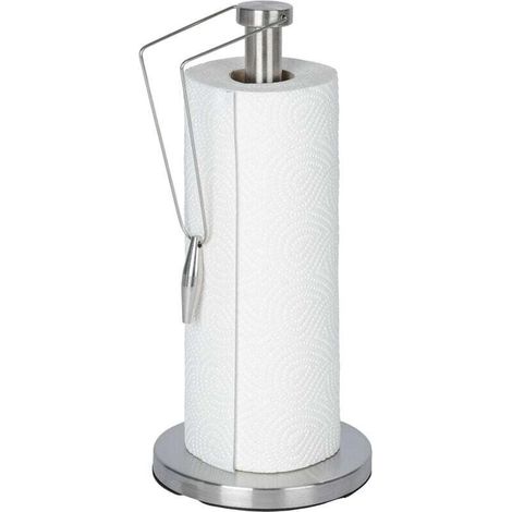 Porte Essuie tout Preston, Porte Essuie Tout vertical avec barre de maintien, acier inox, Ø 15x33 cm, argent mat (1/4)