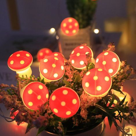 Nouvelle guirlande lumineuse décorative en forme de champignons pour extérieur – 40 LED scintillantes, 6 m, pile intégrée, idéale pour jardin, terrasse, pelouse et fêtes-lsw (1/5)