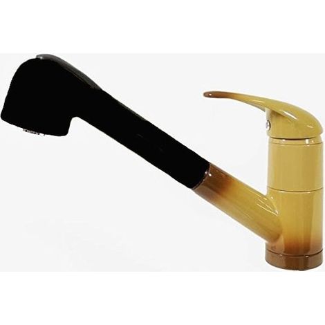 Rubinetto miscelatore paini monoforo lavello terra di francia con doccia estraibile nera (1/2)