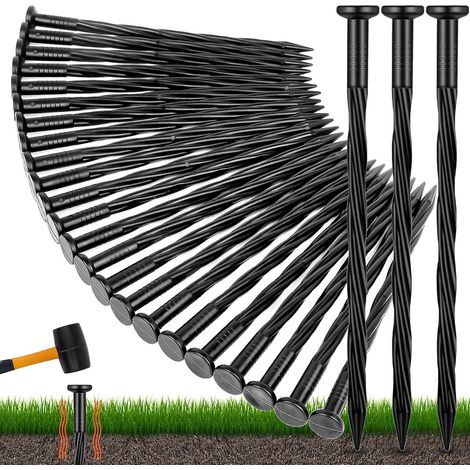 Lot de 40 piquets en plastique 20 cm – piquets de bordure de jardin, piquets de fixation paysagers durable pour bâches et tentes – résistant aux uv et imputrescible, installation facile (1/5)