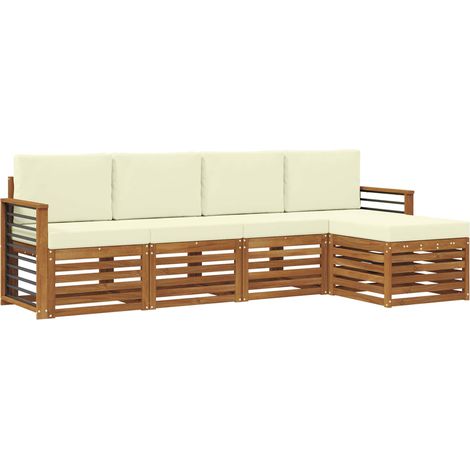 Outdoor Sofa Set with Cushion 5 pcs Natural and Cream vidaXL