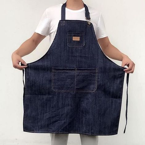 Tablier de cuisine en denim antifouling - MARQUE - grande taille 84x68cm (1/4)