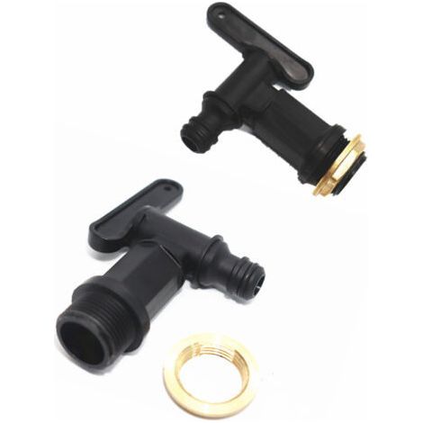 2 Pièces Robinet Cuve Plastique, Robinet Fileté Mâle 3/4'' pour Collecteur Récupérateur Eau Pluie, Adaptateur de boîte de Rangement d'eau IBC Robinet de Rechange de Tuyau d'arrosage (1/5)