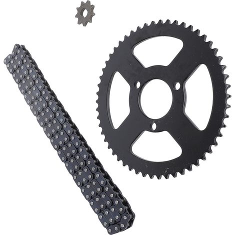 Kit chaîne et pignon avant et arrière T8F en acier, pignon avant 9T 10 mm, pignon arrière 54T 35 mm, 120 maillons, pour motos (1/5)