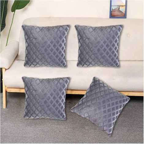 Set mit 4 quadratischen Plüschkissen (43 cm x 43 cm), enteneiförmige Kissenbezüge für Gartenbänke, Sofas und Gartenmöbel (ohne Füllung) (1/4)