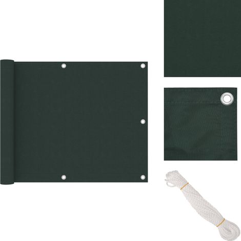 Balkon-Sichtschutz Dunkelgrün 75x400 cm Oxford-Gewebe - Balkon Sichtschutz - Windschutz - Wasserfest - UV Schutz - Oxford Gewebe (1/5)
