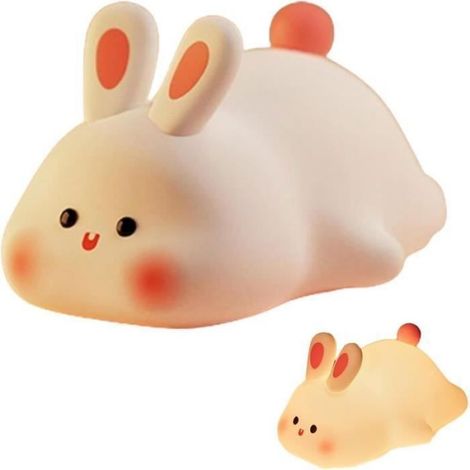 Veilleuse Lapin - Silicone Souple - LED Douce - Rechargeable USB-C - 1200 mAh - Pour Chambre Enfant ou Salon - 1 Pièce (1/4)