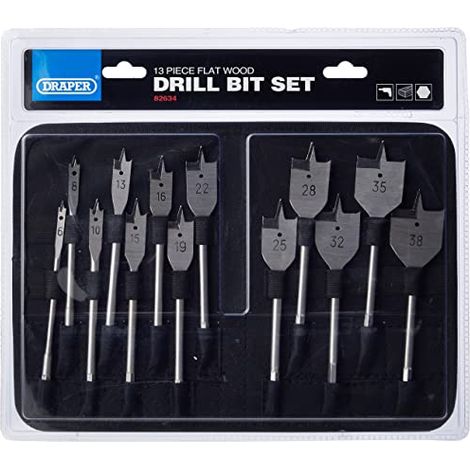 Draper 82634  Set di punte piatte per legno, argento (pezzi) (1/4)