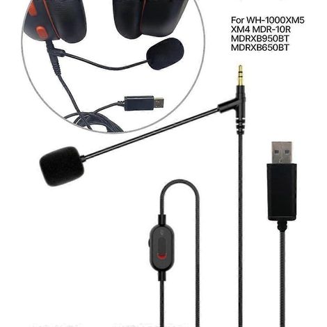 Câble de remplacement pour microphone à perche de 3,5 mm compatible avec les casques WH1000XM5, XM4 et MDR10R (1/4)