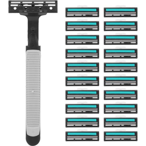 Rasoir de sécurité double couche pour homme, avec 20 lames, pour le rasage de la barbe et l'épilation. (1/5)