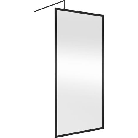 Balterley Bilbrook Contemporary Bathroom 8mm Glass Full Outer Frame Wetroom Screen, Matt Black, 1950 x 1000 x 8mm (1/4)