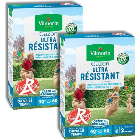 Lot 2x1kg de Gazon Ultra Résistant Label Rouge Vilmorin