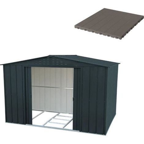 Pavimento per Casetta Box da Giardino 322x233x209 cm in Plastica Grigio