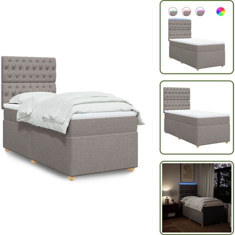 The Living Store Boxspringbett mit Matratze Taupe 90x190 cm Stoff - Boxspringbett - Doppelbett - Bettenrahmen - Lattenrost - Matratze (1/5)