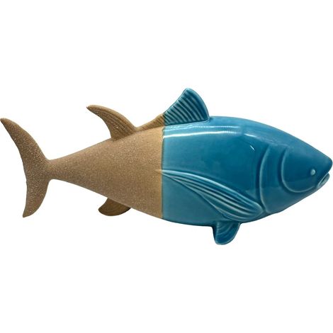 Blaue Fisch-Dekofigur für Zuhause, maritimes Dekor, Kunstharz-Ornament, maritimer Stil, ideales Geschenk