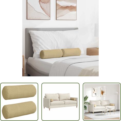 vidaXL Wohnzimmer -  Bolsterkissen 2 Stück Grau-Grün Ø 15 x 40 cm Cordstoff