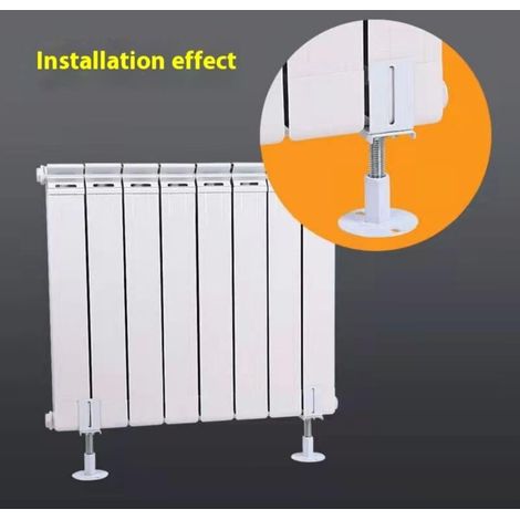 Pieds de radiateur réglables en acier – Support de fixation chauffage central – Hauteur 8-13 cm – Installation rapide et facile (1/4)
