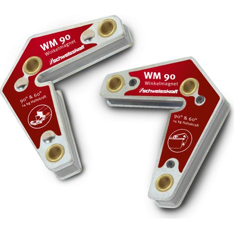 Schweißkraft Winkelmagnete WM 90 (2 Stück, Winkel 60°, 90°/Haltekraft 14 kg) (1/2)